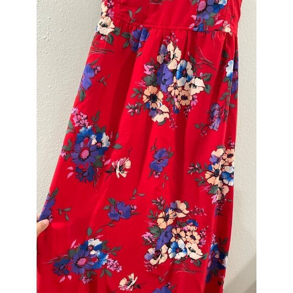 BAND OF GYPSIE WOMENS MAXI RED FLORAL RED DRESS BUSTIER SUMMER SLEEVELESS SIZE S - Picture 3 of 7